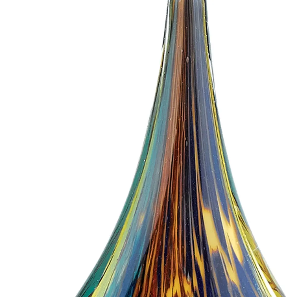 11 MultiColor Art Glass Teardrop on Crystal Base By Homeroots