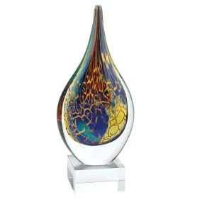 11 MultiColor Art Glass Teardrop on Crystal Base By Homeroots