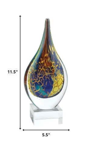 11 MultiColor Art Glass Teardrop on Crystal Base By Homeroots