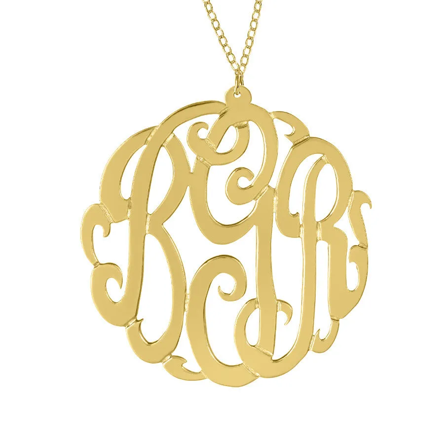 24K Gold Plated Fancy Script Monogram Necklace