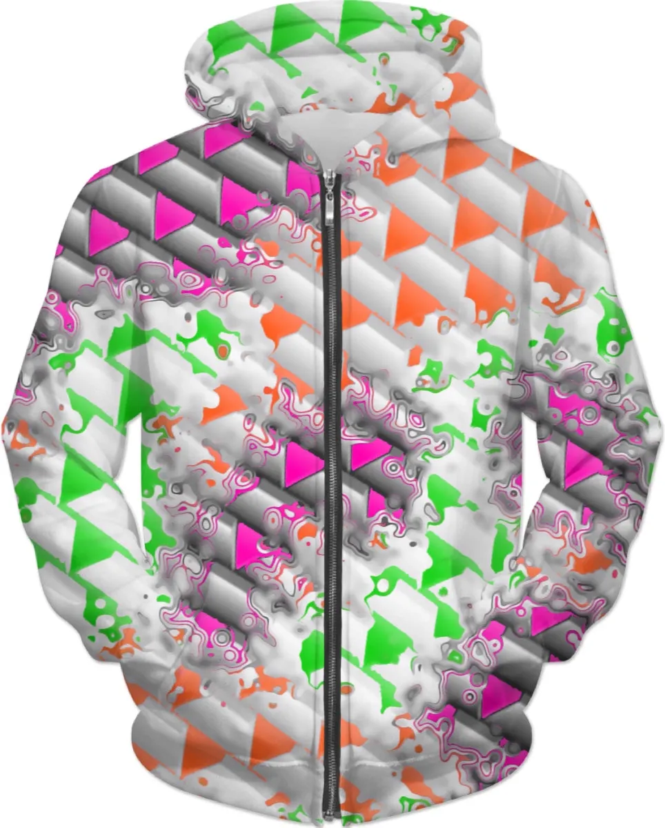 90s Confetti Whiteout Zip-Up Hoodie