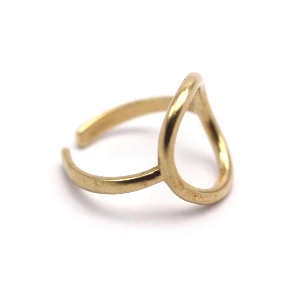 Adjustable Circle Ring - 10 Raw Brass Adjustable Circle Rings - (14-15mm) Mn71