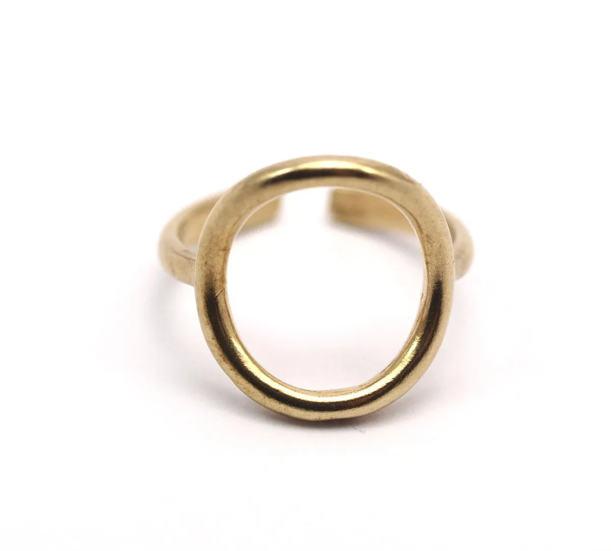 Adjustable Circle Ring - 10 Raw Brass Adjustable Circle Rings - (14-15mm) Mn71