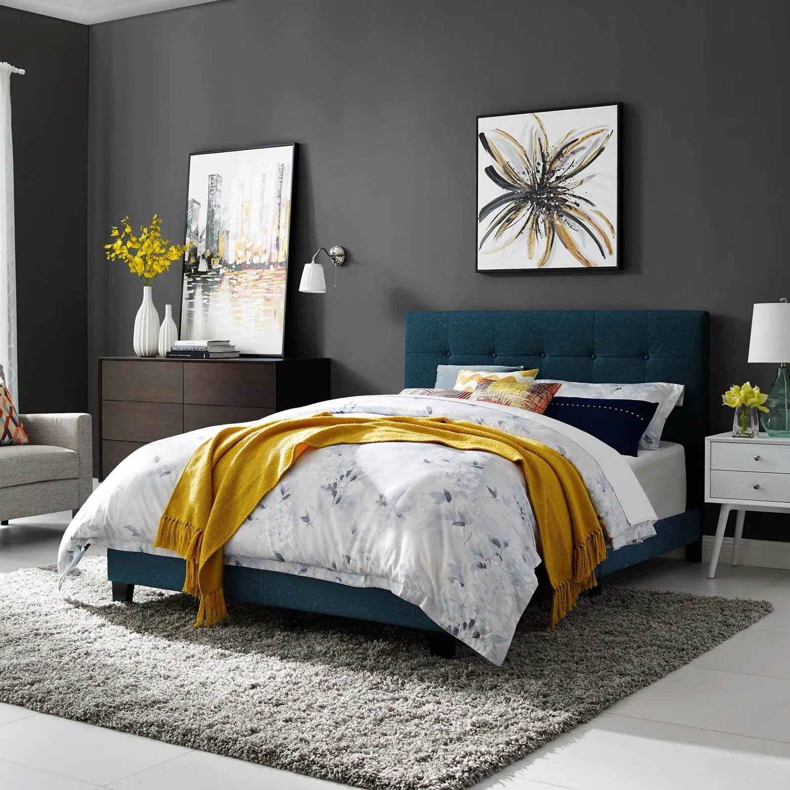 Amira Upholstered Fabric Bed