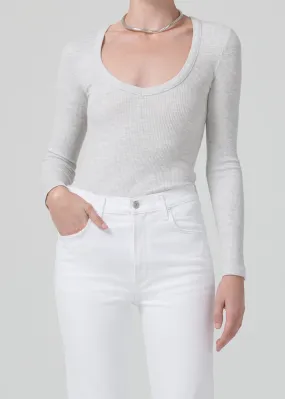 Anouk V Neck Top ~ Heather Grey