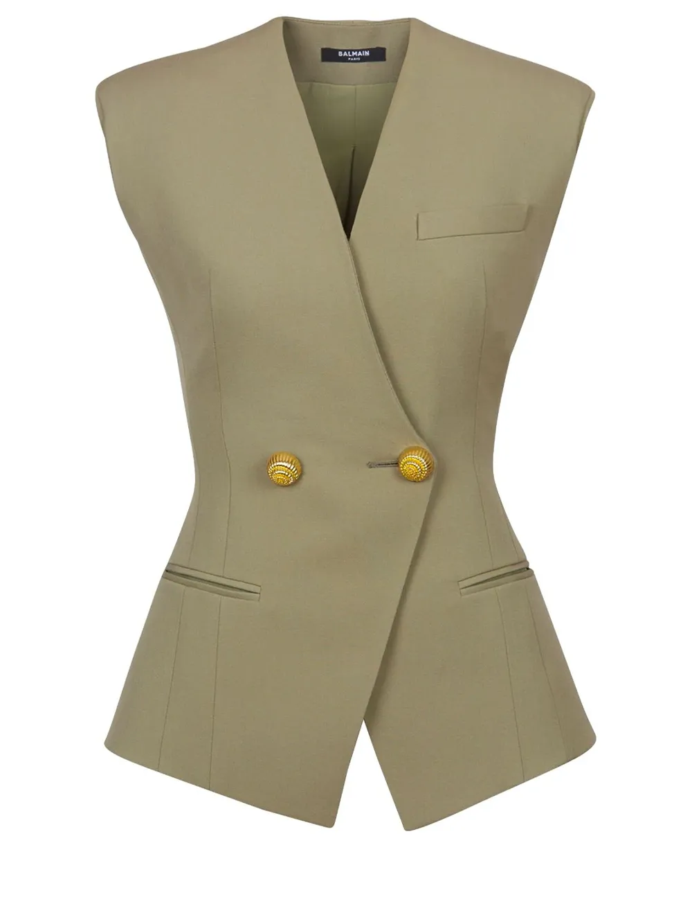 Buttoned Grain De Poudre Vest