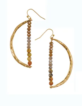 Crescent Moon Gemstone Detail Drop Earrings