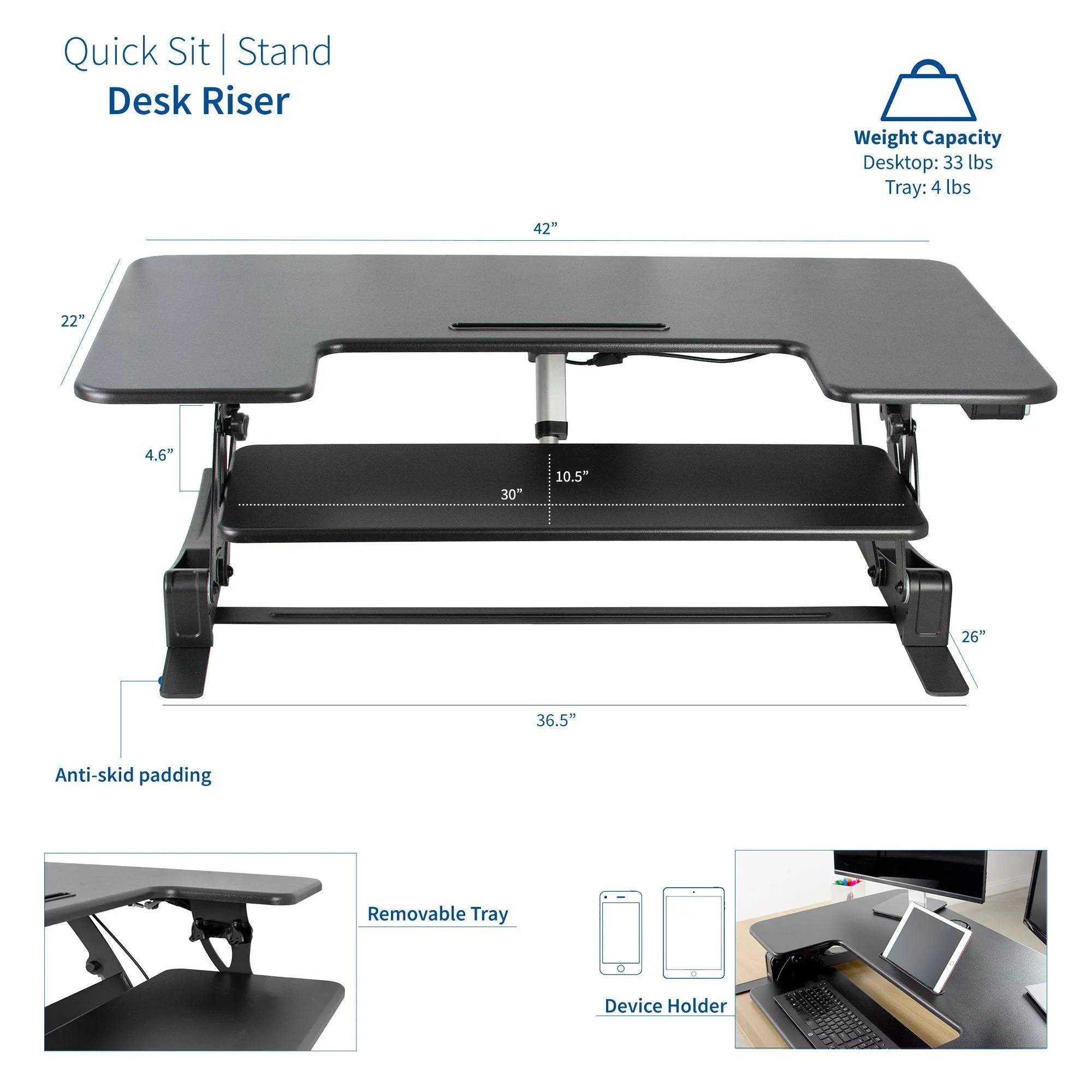 Electric Standing Desk Converter (42")