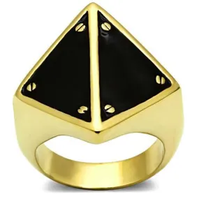 GL325 IP Gold(Ion Plating) Brass Ring with Epoxy in Jet