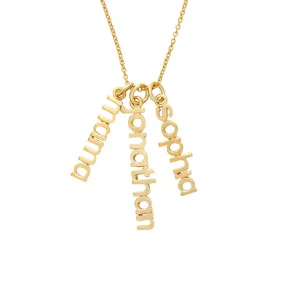 Gold Vertical Name Necklace - 3 Names