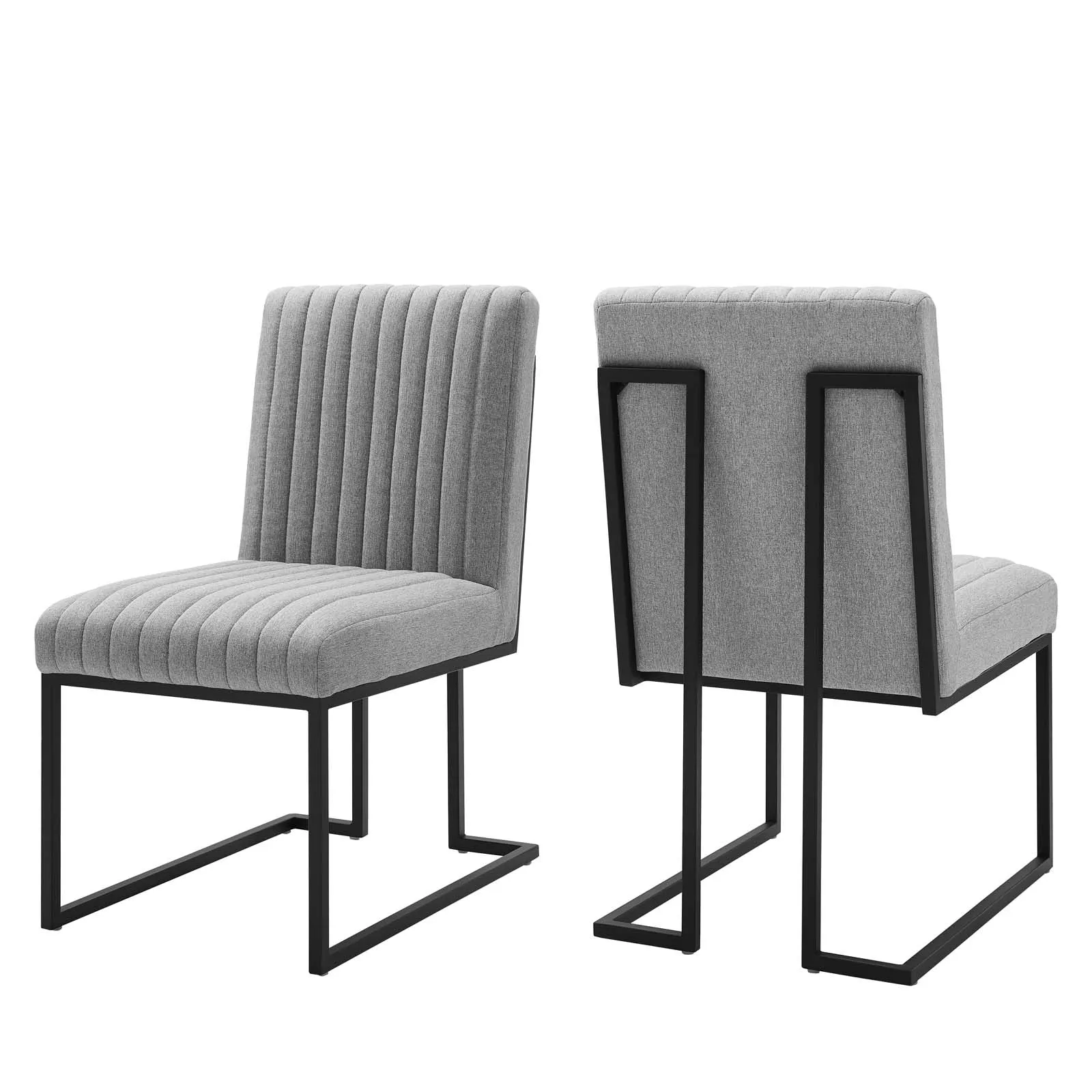 Indulge Channel Tufted Fabric Dining Chairs - Set of 2