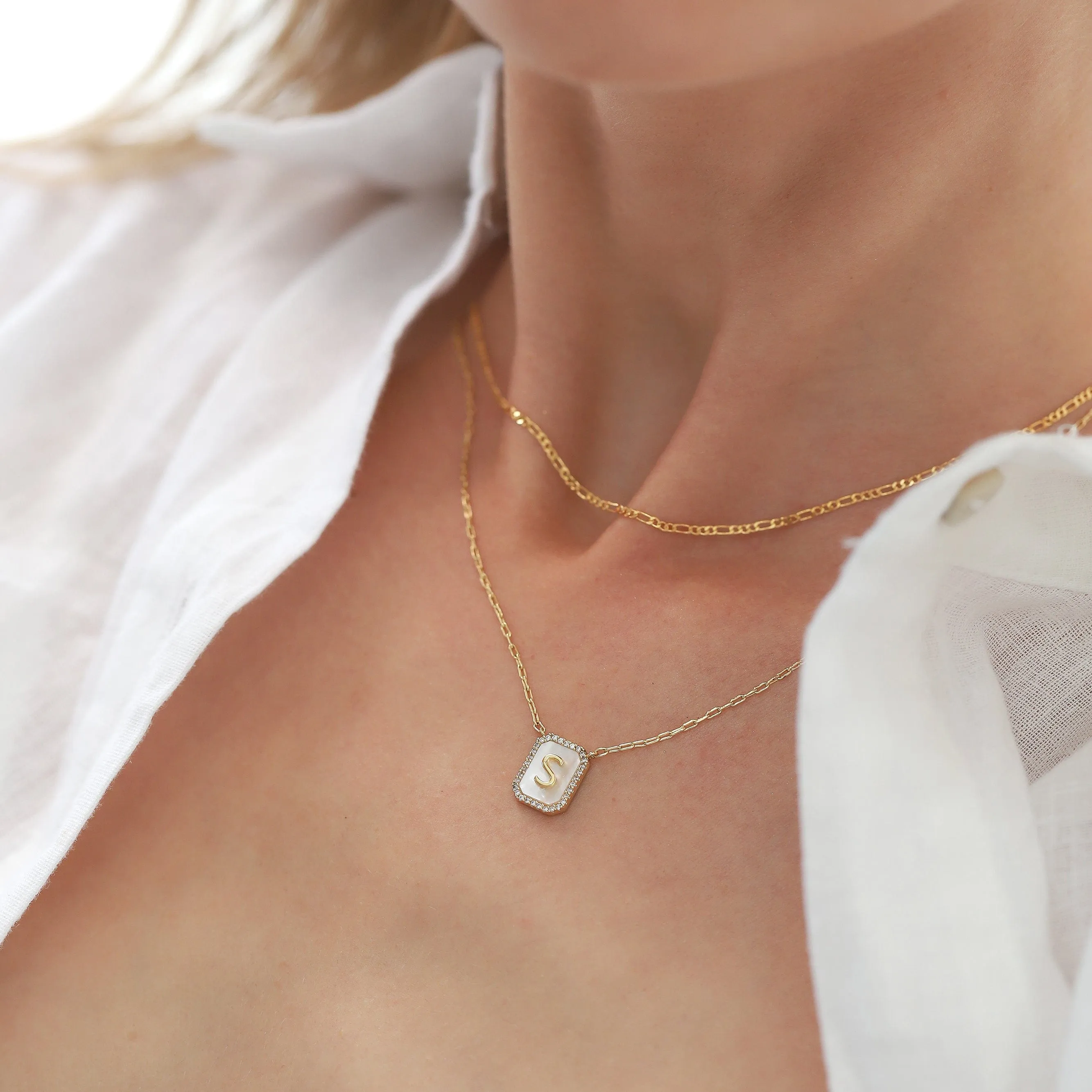 Mother Of Pearl Monogram Necklace