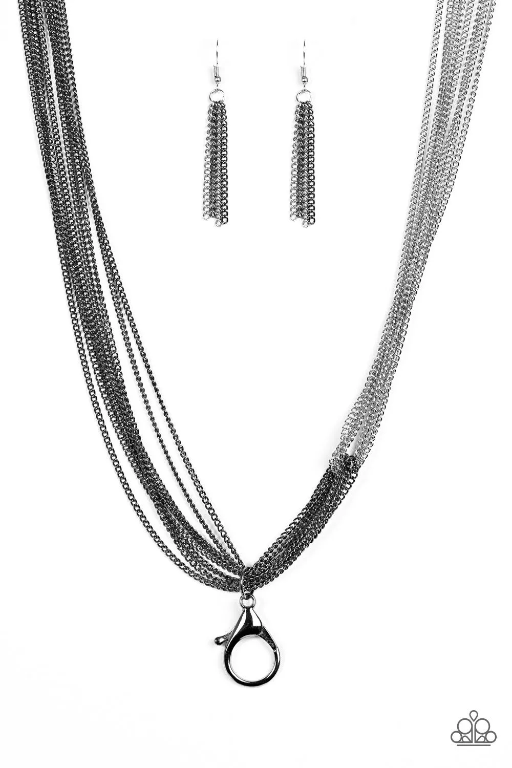 Paparazzi Accessories - No Chain, No Gain #L697 - Black Lanyard Necklace