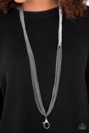 Paparazzi Accessories - No Chain, No Gain #L697 - Black Lanyard Necklace