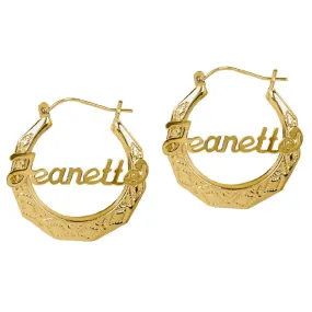 Personalized Filigree Name Hoop Earrings