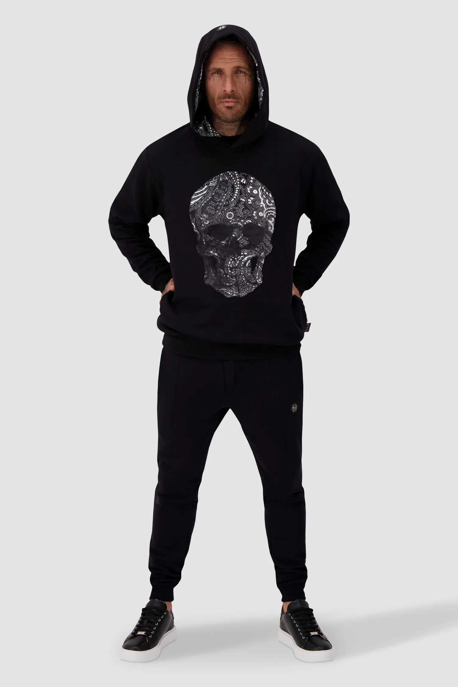 Philipp Plein Black Paisley Skull Hoodie