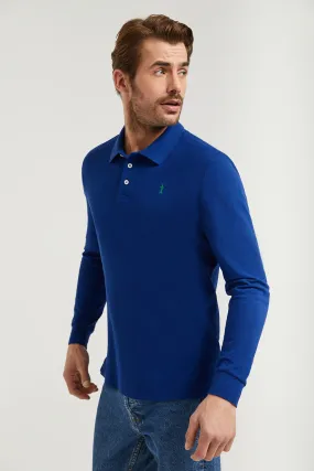 Polo de manga larga azul royal con bordado Rigby Go