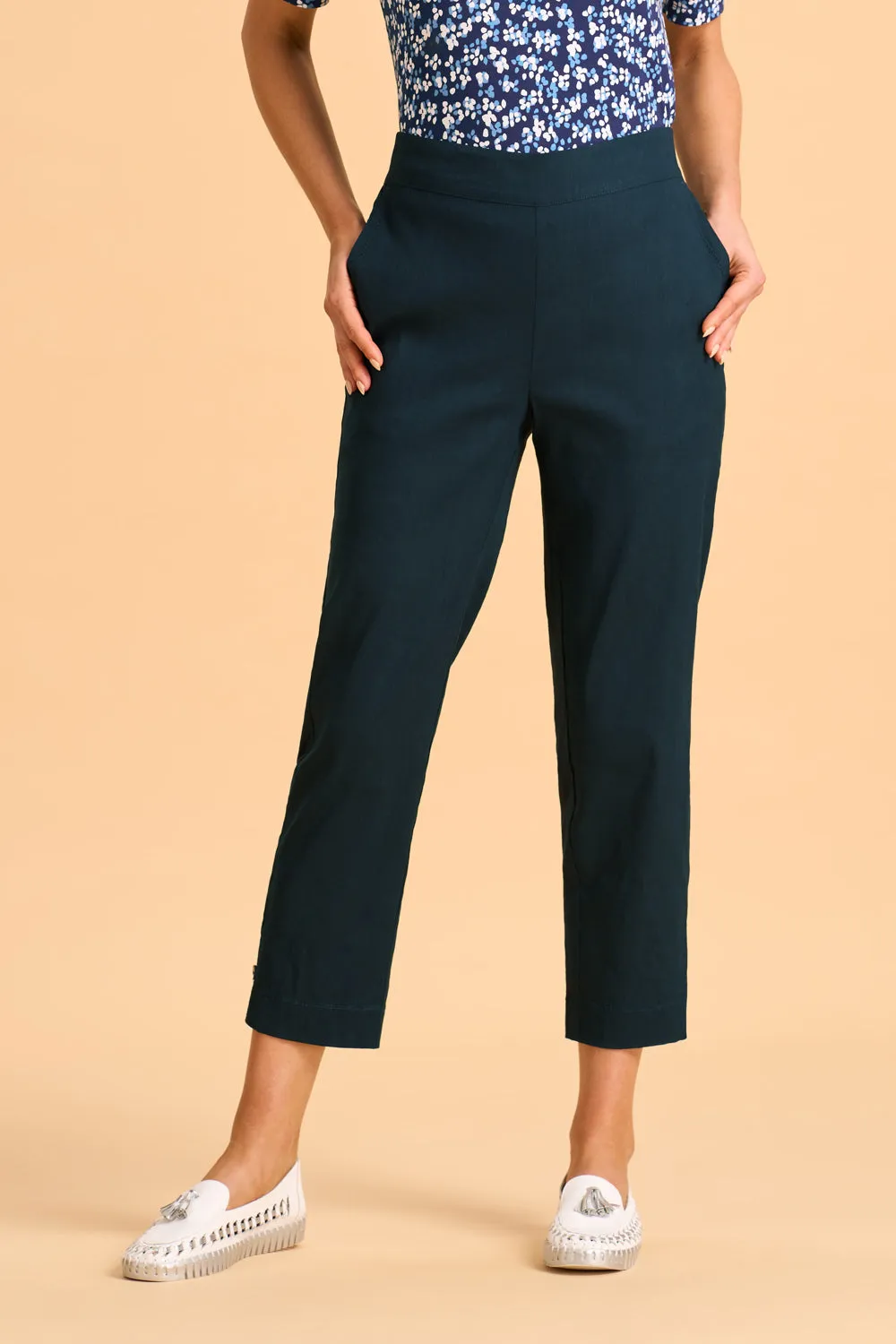 Tab Detail Tapered Pant - Ink