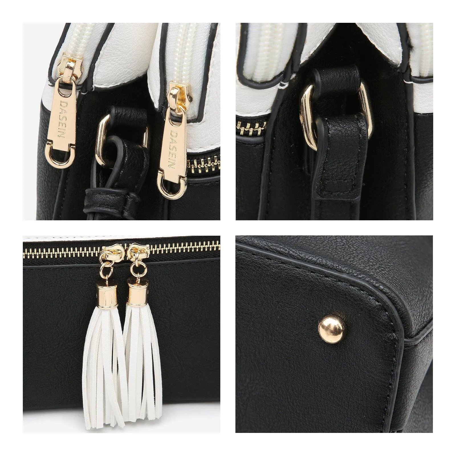 Two-Tone Tassel Crossbody Bag