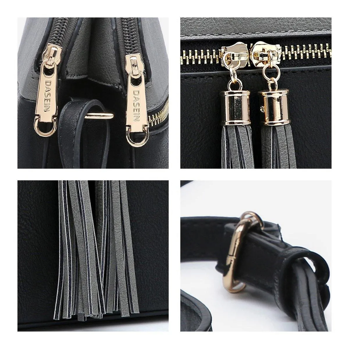 Two-Tone Tassel Crossbody Bag