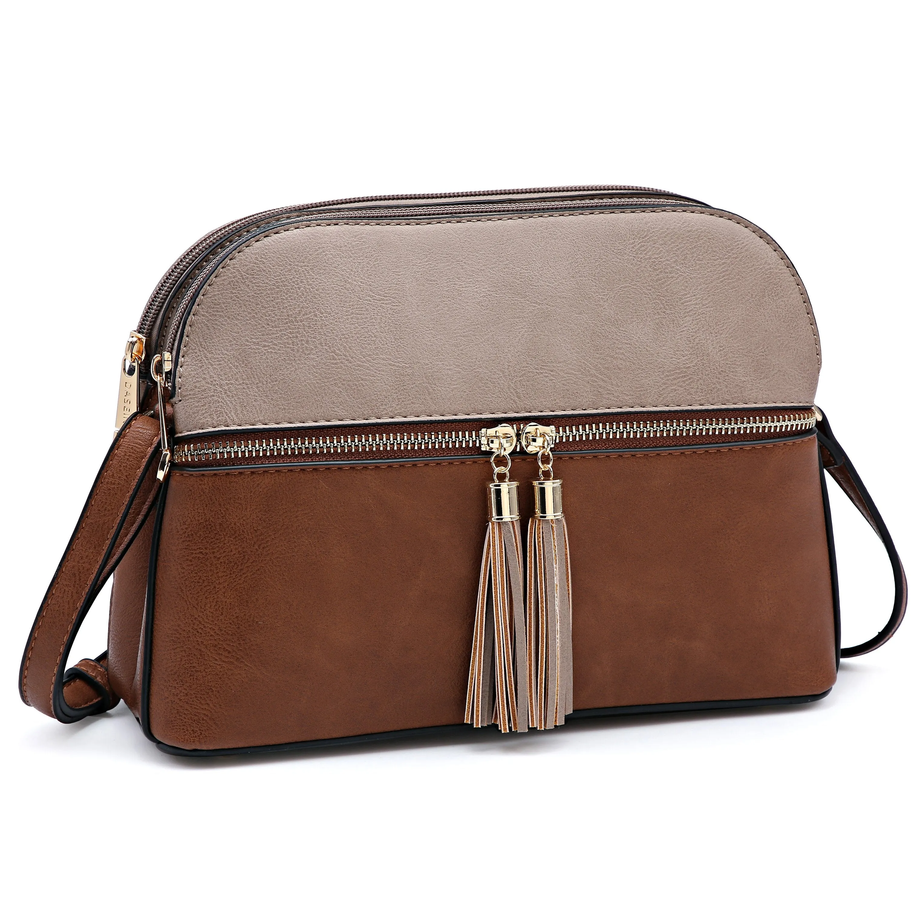 Two-Tone Tassel Crossbody Bag