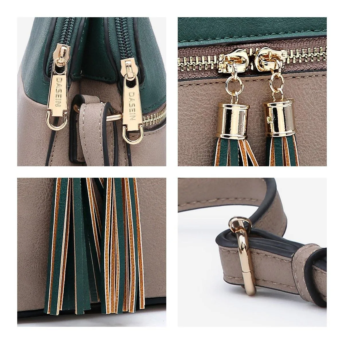 Two-Tone Tassel Crossbody Bag