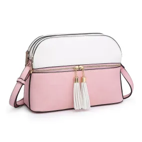 Two-Tone Tassel Crossbody Bag