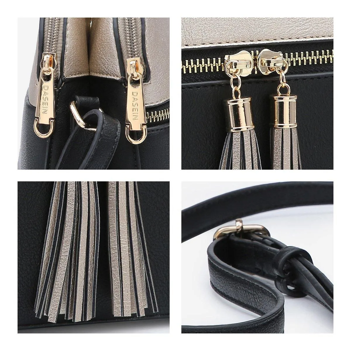 Two-Tone Tassel Crossbody Bag