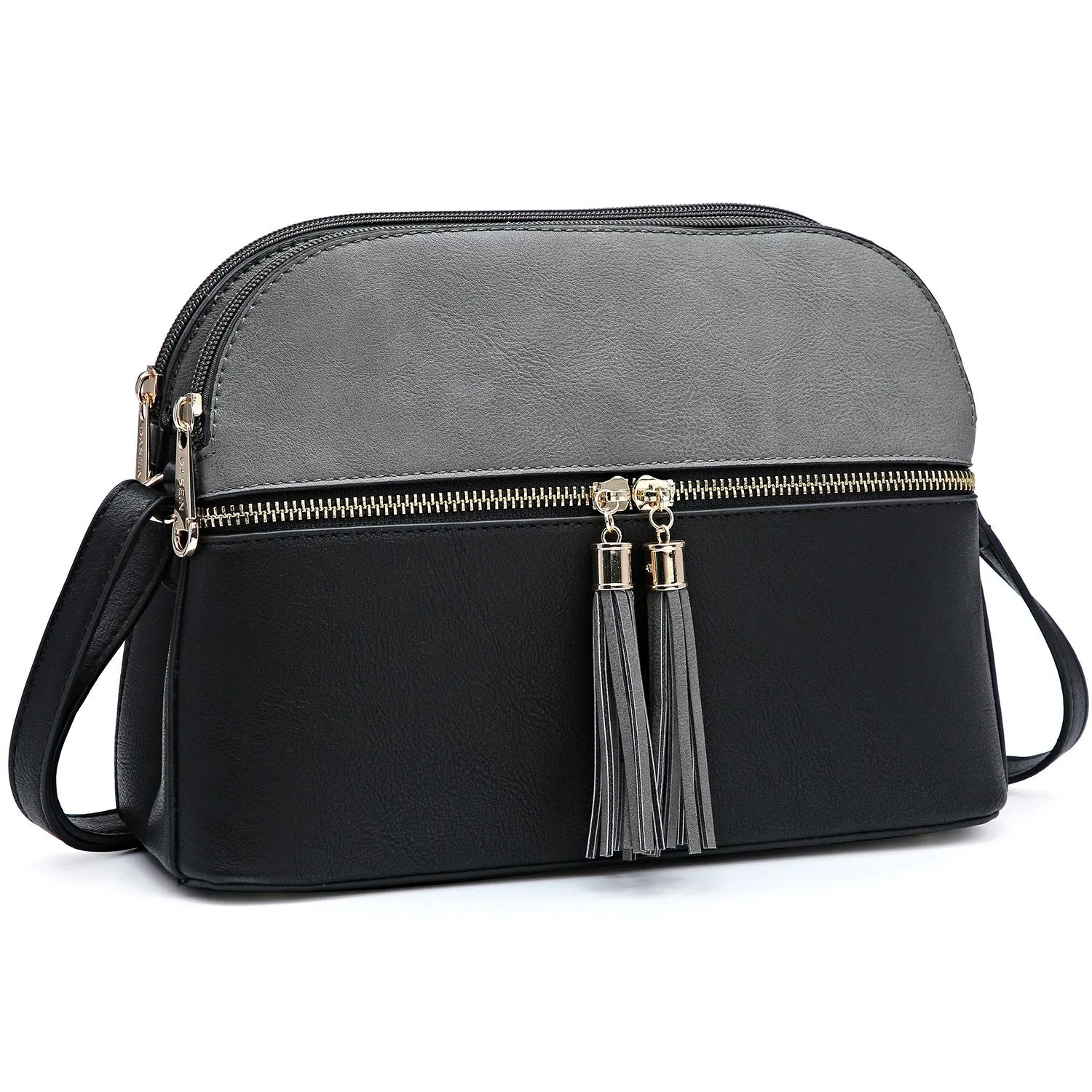 Two-Tone Tassel Crossbody Bag