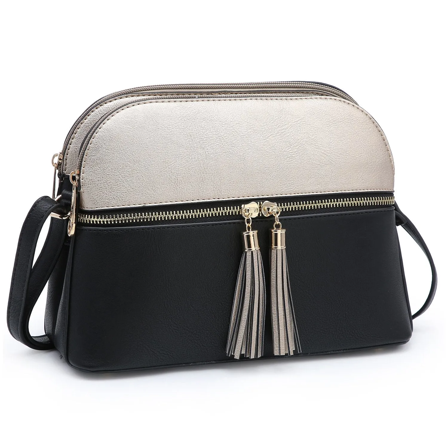 Two-Tone Tassel Crossbody Bag